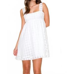 NEW GOLDEN sunday plaid babydoll dress in white
